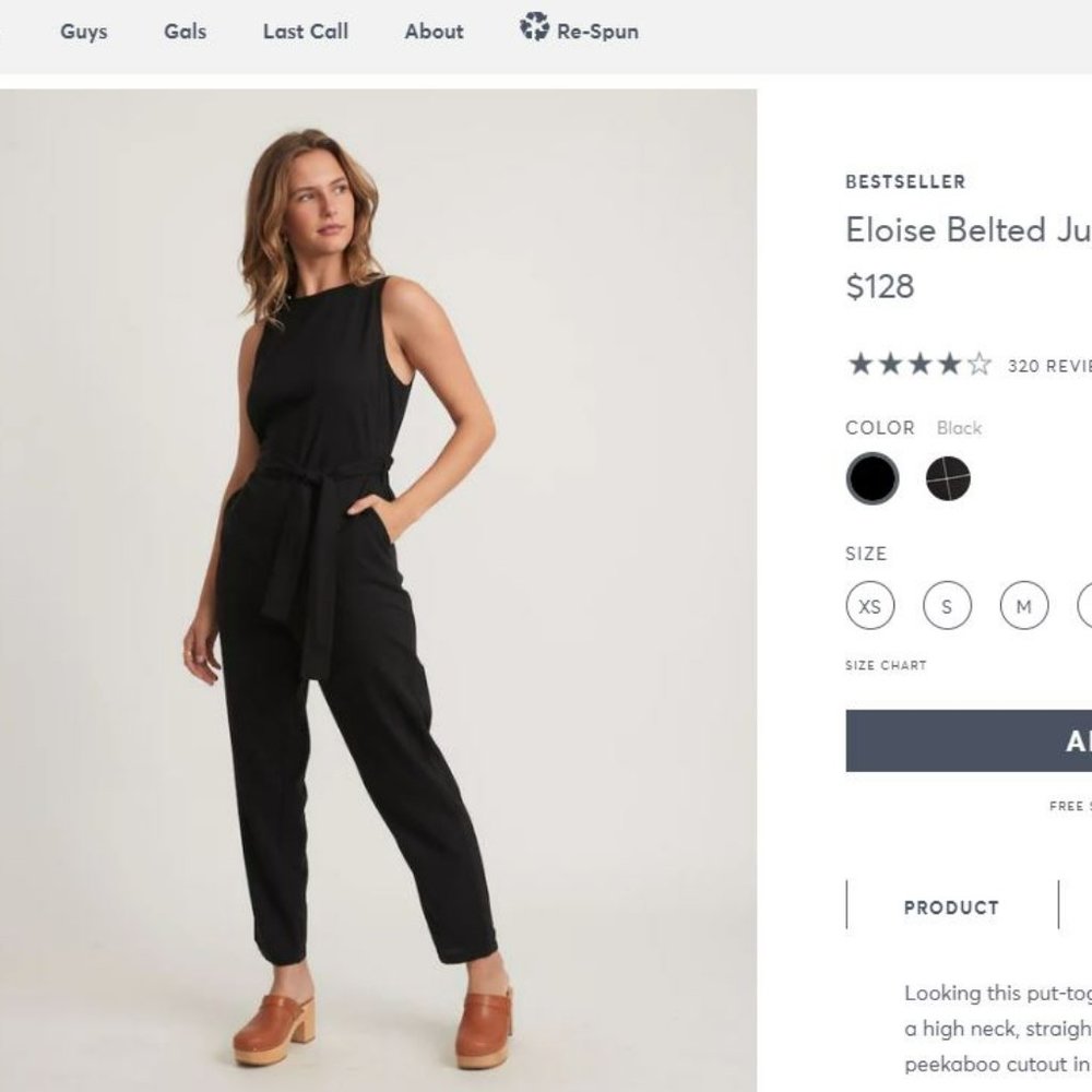 Marine Layer Eloise Belted Jumpsuit Black XS